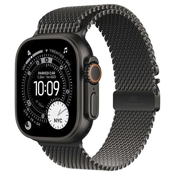 Apple Watch Series Ultra 3 49mm Black Titanium Case with Black Titanium Milanese Loop L