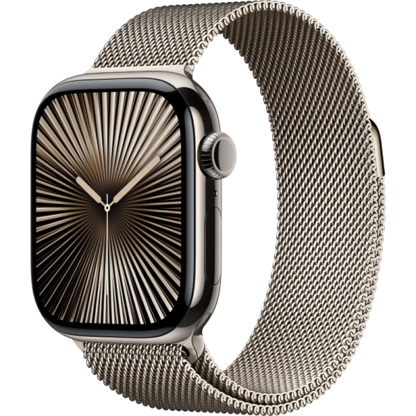 Apple Watch Series 10 42mm Natural Titanium Case Natural Stainless Steel Milanese Loop